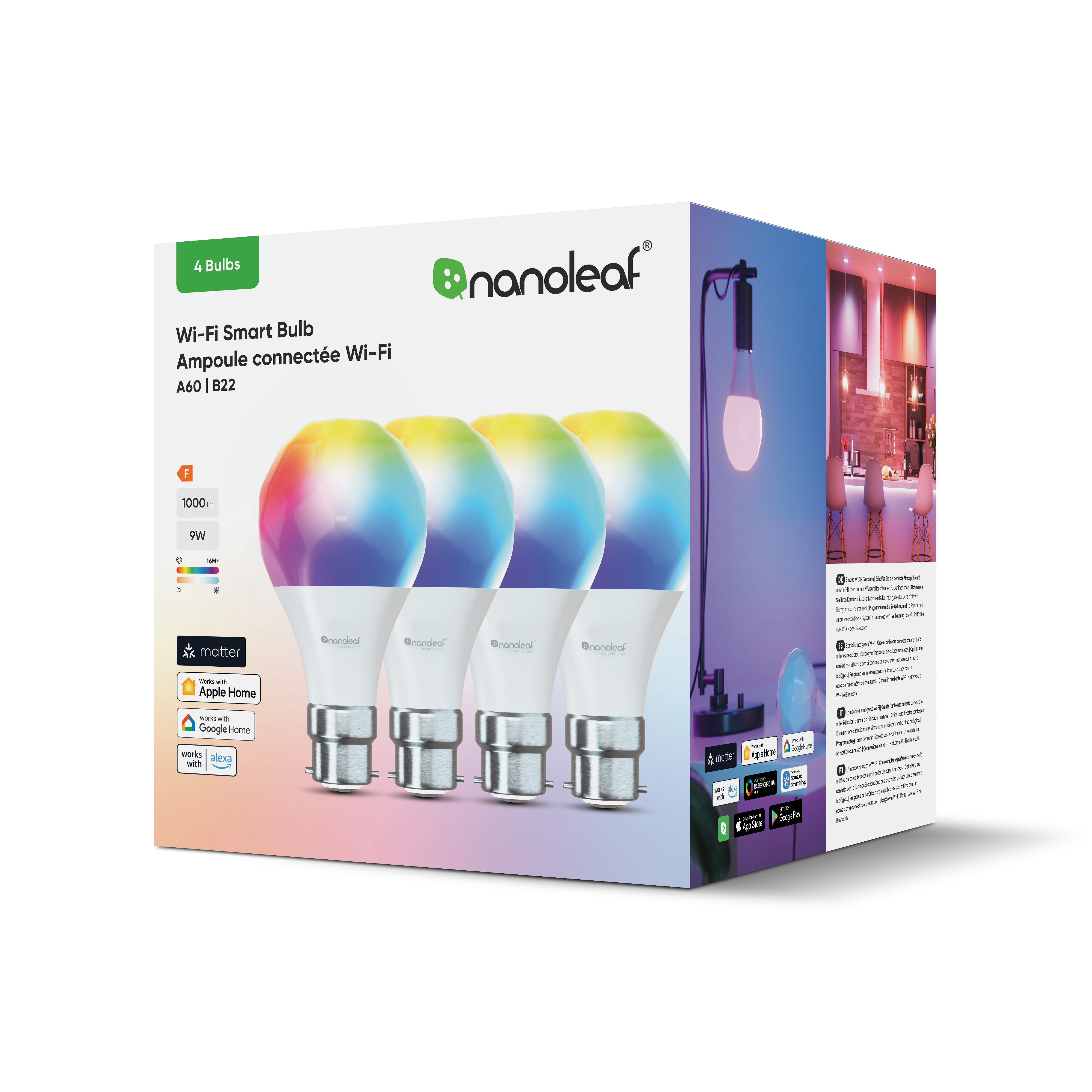 Matter Wi-Fi B22 Smart Bulb (4 Pack)