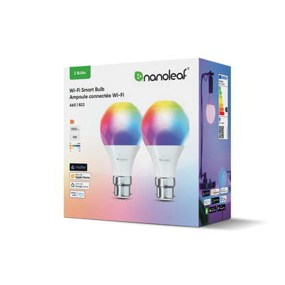 Matter Wi-Fi B22 Smart Bulb (2 Pack)